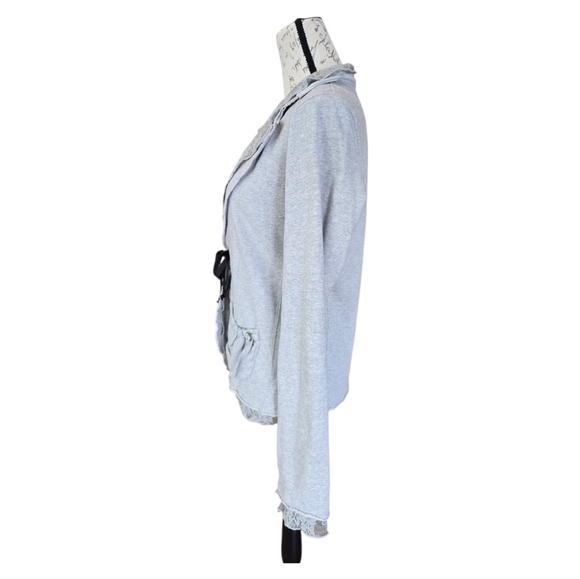 Daytrip Boho Gray Knit Lace Tie Front Jacket L - Picture 3 of 8